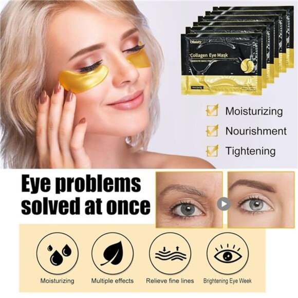 30 Pairs 24K Gold Eye Masks, Crystal Collagen Gel Eye Patches for Puffy Eyes, - Picture 2 of 8